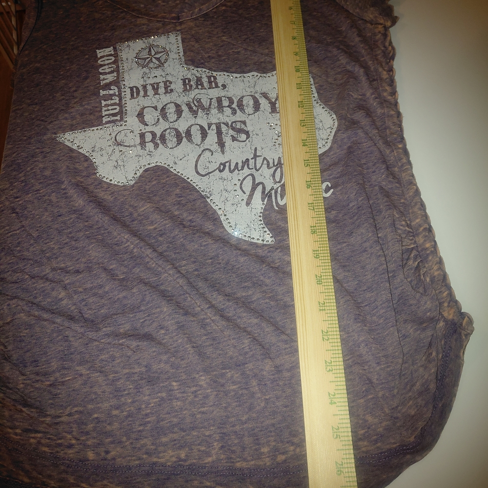 NWT SZ L Maurices Purple Cowboy Boots Graphic Country Music V-Neck Tee - Picture 9 of 9